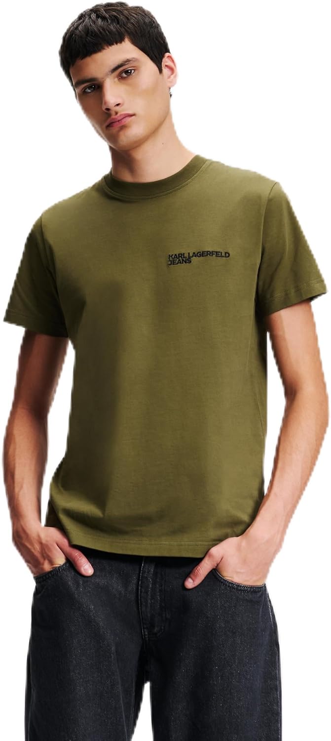 تي شيرت بقصة ضيقة وأكمام قصيرة للرجال من كارل لاغرفيلد جينز