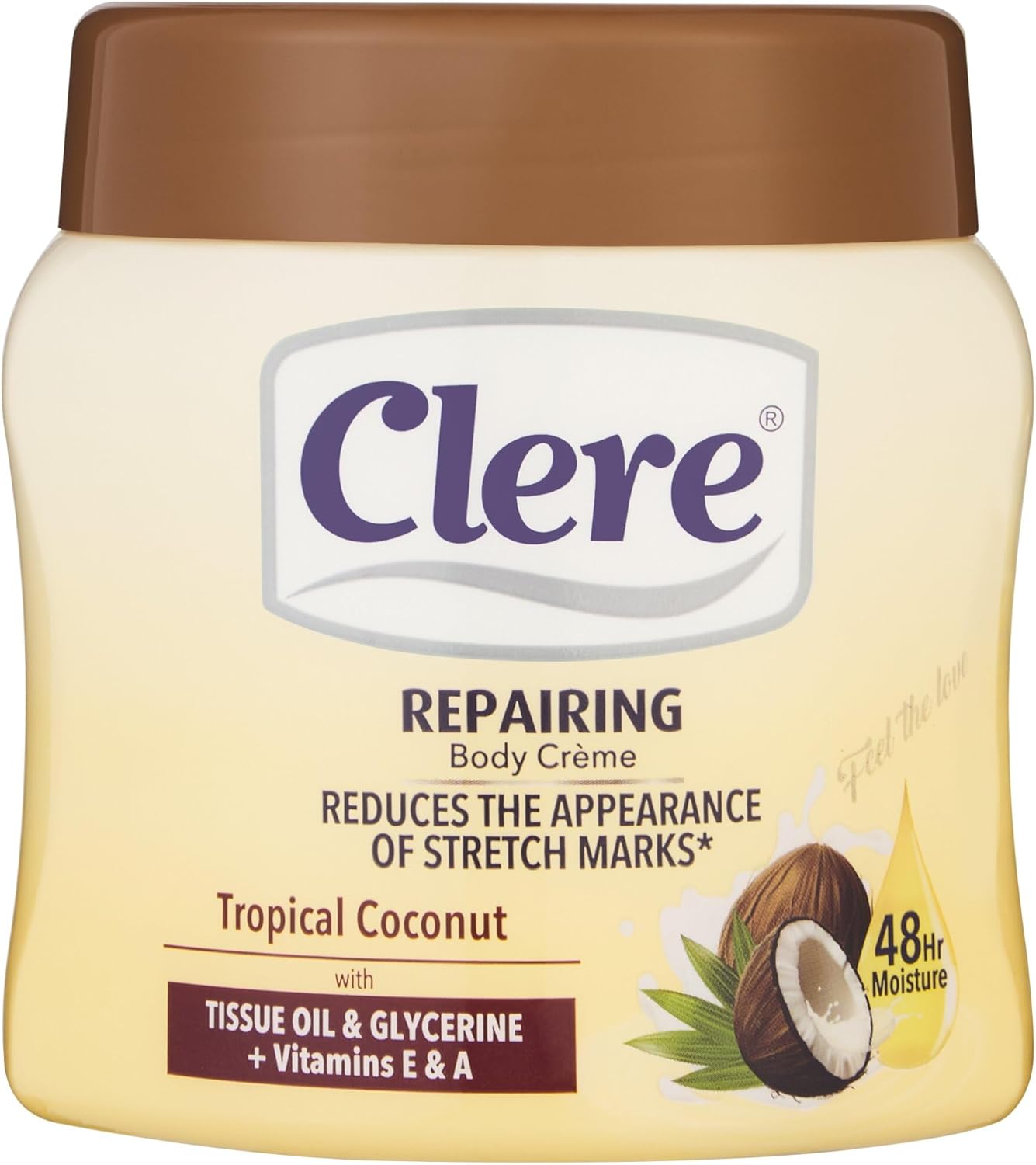 Tropical Coconut Body Moisturizing Cream With Vitamin E & A By Clere - 500 ml