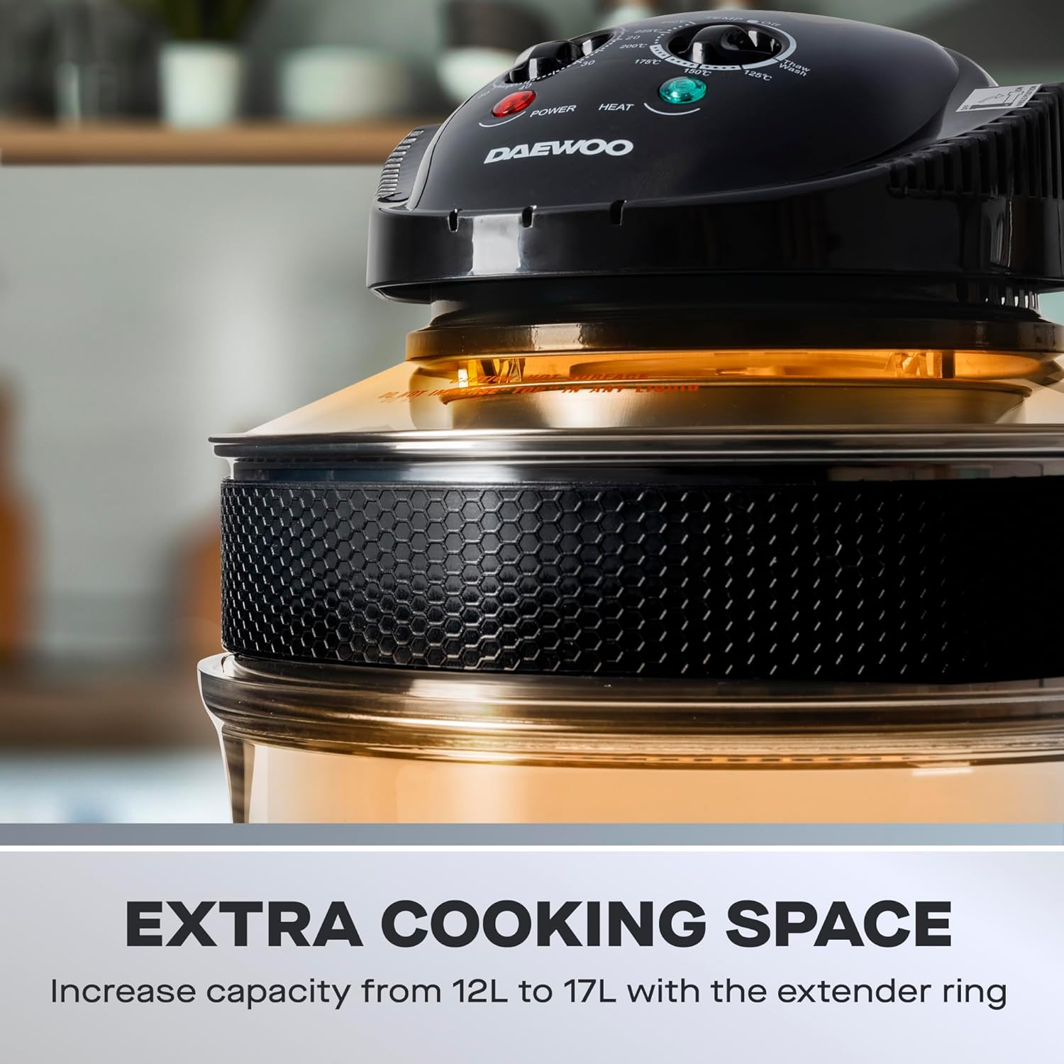 دايو مقلاة هوائية هالوجين 17 لتر مع حلقة تمديد، موديل 2025 - سعة عائلية كبيرة، تنظيف ذاتي، درجة حرارة ومؤقت قابلين للتعديل، تتضمن رفوف وسلال شبكية وملاقط وملحقات 11 71sA459KdvL. AC SL1500