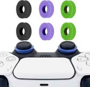 MysticHome 6 Pack Precision Rings Aim Assist for PS5, for PS4, Compatible with Xbox Controllers Accessories– Control with Soft Silicone Rings – Compatible with Fortnite & FPS Games,Black+Purple+Green