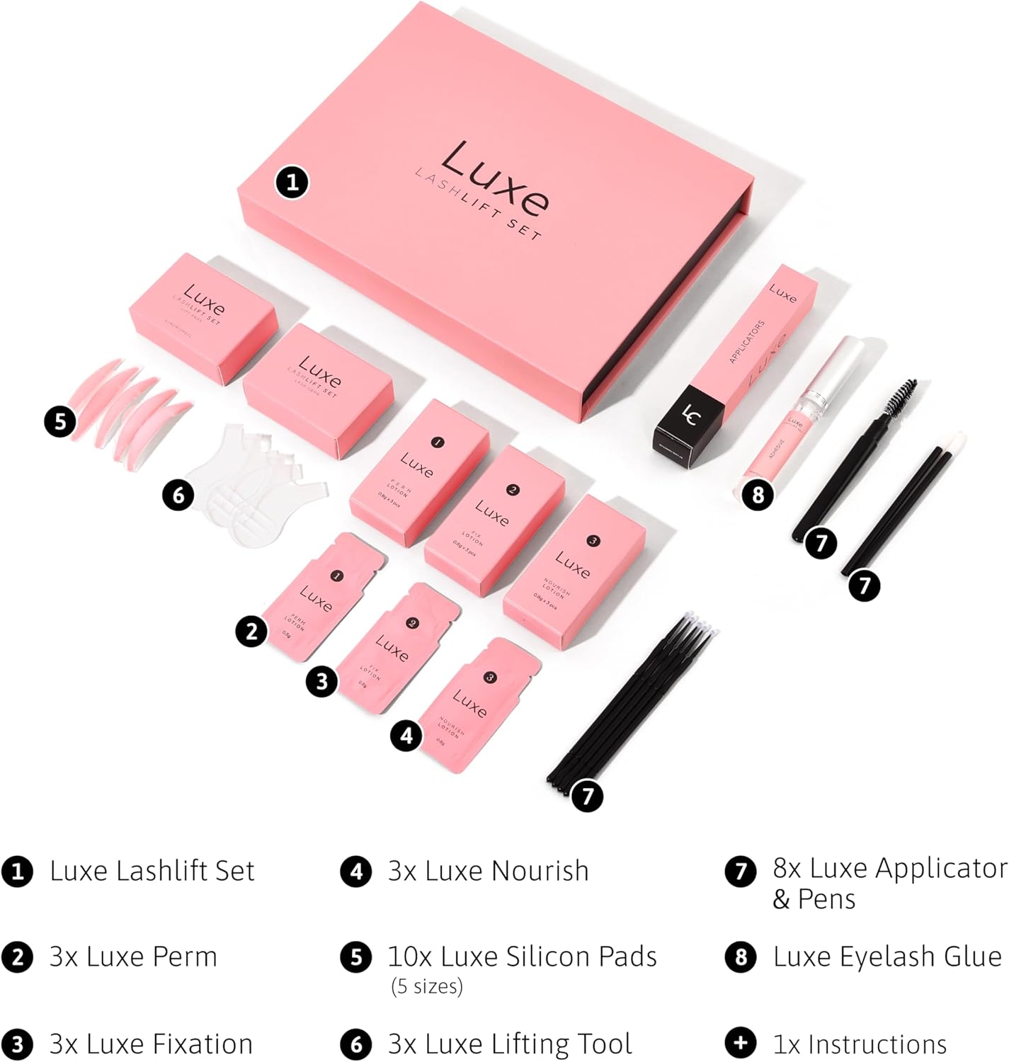 مجموعة رفع الرموش من لوكس كوزماتيكس - مجموعة كاملة لرفع الرموش - إصدار احترافي جديد - سهلة الاستخدام وذات لمسة نهائية طويلة الأمد - نتائج احترافية تصل إلى 8 أسابيع من المنزل - تتضمن 3 استخدامات 11 71vAfEqM9yL. AC SL1500