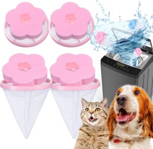 مجموعة اكياس شبكية قابلة لاعادة الاستخدام لازالة شعر الحيوانات الاليفة من الملابس من تزويق، اكياس شبكية قابلة لاعادة الاستخدام للغسالة، مزيل فرو الكلاب والقطط، 4 قطع