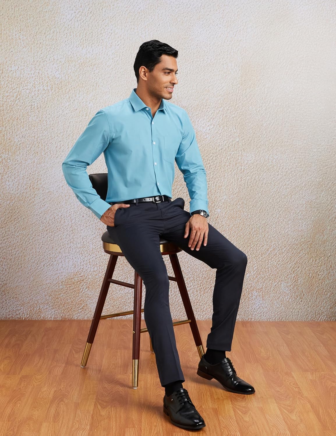 قميص رسمي باكمام طويلة وقصة عادية ولون واحد للرجال من العلامة التجارية أمازون. 12 81+jtBcnq2L. AC SL1500