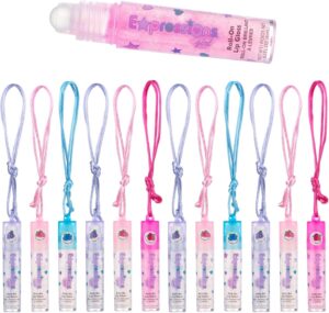 اكسبريشنز 4 مجموعات من 3 قطع من قلادات ملمع الشفاه - إجمالي 12 قطعة من هدايا الحفلات، مشاركتها مع الأصدقاء،