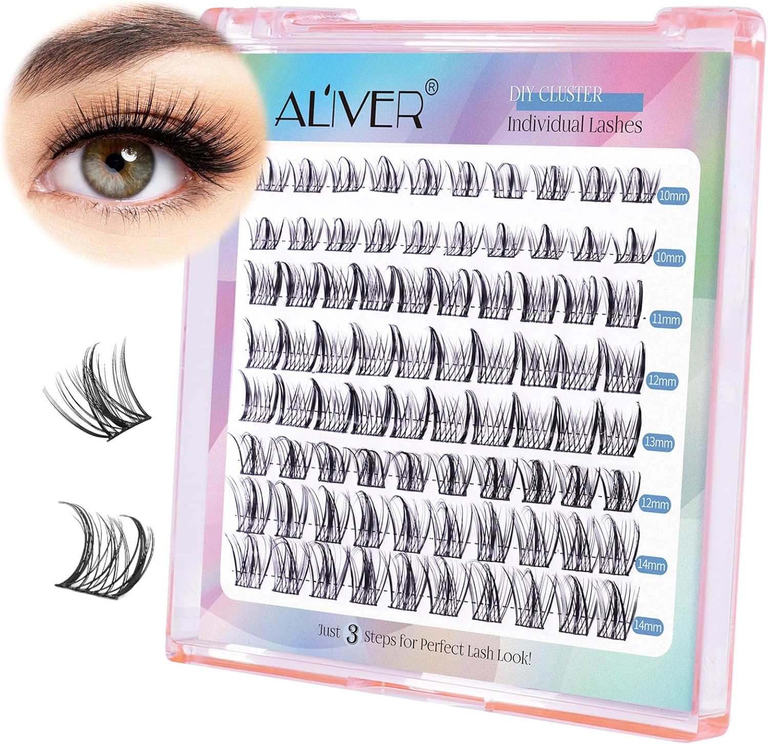 اليفر مجموعة وصلات رموش صناعية طبيعية من 2 نمط، مجموعة رموش صناعية ناعمة مقاومة للماء وتدوم طويلا، 80 قطعة من وصلات الرموش الفردية 10-15 ملم قصيرة وطويلة للمبتدئين وصالونات التجميل الاحترافية