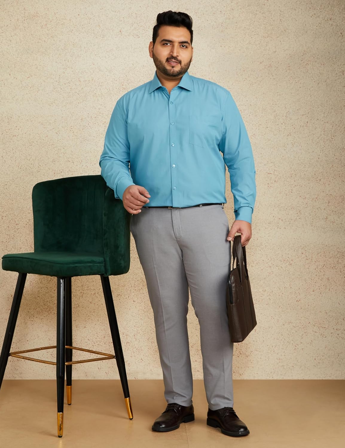 قميص رسمي باكمام طويلة وقصة عادية ولون واحد للرجال من العلامة التجارية أمازون. 14 81H6u5Cc9EL. AC SL1500