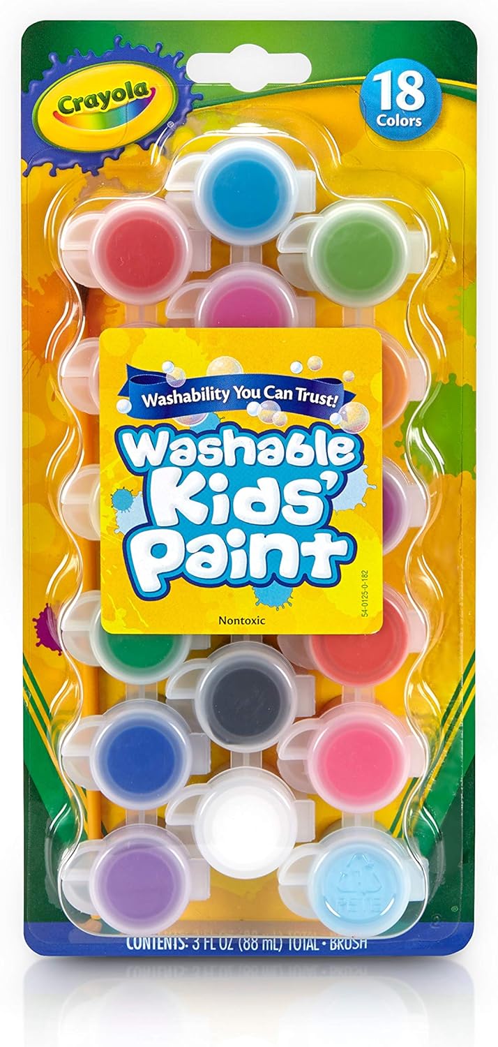 عبوات طلاء قابلة للغسل مع فرشاة، من كرايولا، أقلام تلوين، ألوان متعددة، 88.7 مل 7 عبوات طلاء قابلة للغسل مع فرشاة، من كرايولا، أقلام تلوين، ألوان متعددة، 88.7 مل