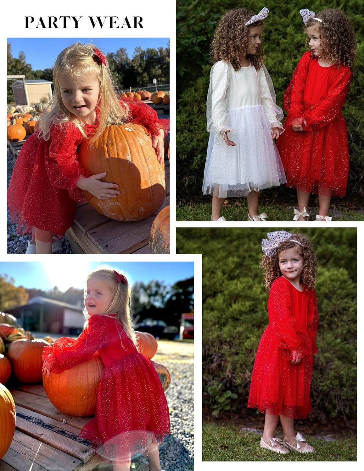 فستان كريسماس للبنات الصغيرات مزين بالترتر من التل المنفوخ باكمام طويلة فستان توتو لحفلات اعياد الميلاد والعطلات والحفلات التنكرية 14