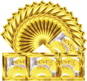 ALIVER Under Eye Patches (25 Pairs) - Collagen Eye Mask, Under Eye Masks for Dark Circles and Puffiness, Gel Under Eye Pads for Undereye Bags, Wrinkles, 24K Gold
