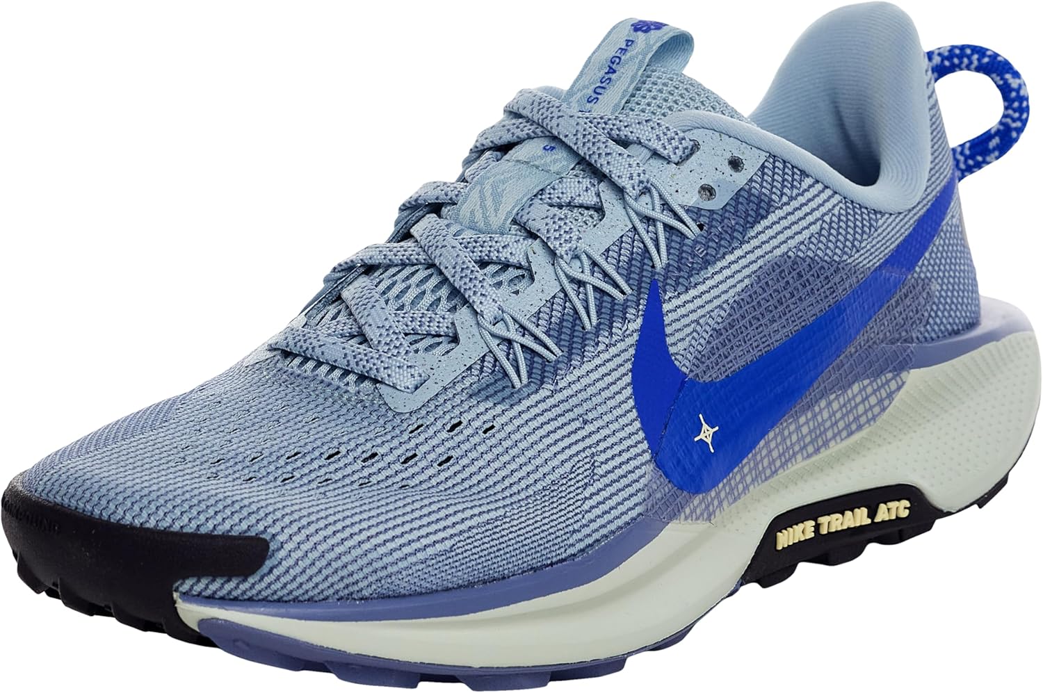 حذاء دبليو رياكتكس بيجاسوس تريل 5 برباط للنساء من نايكي، لون أسود ورمادي وولف، مقاس 36.5 EU