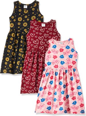 فستان كاجوال بأكمام قصيرة للبنات من تي 2 اف، موديل GLS-DRZ-04 (عبوة 3 قطع)