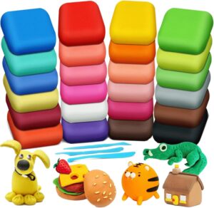 LinJie Air Dry Clay,24 Colors Modeling Clay Kit With 3 Sculpting Tools,Craft Clay Air Dry DIY Set，Play Clay Art For Adults And Kids Gift，DIY Plasticine for Children Education