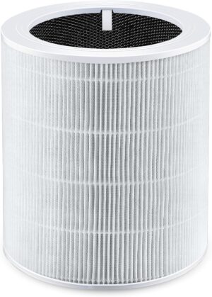 قطعة واحدة من فلتر كور 600S H13 ترو هيبا البديل لمنقي الهواء ليفويت - منظف كربون ثلاثي المراحل للمنزل وغرفة النوم والسكن، هواء نقي للروائح المسببة للحساسية والغبار، يستبدل كور 600S-RF من بينريك (ابيض)