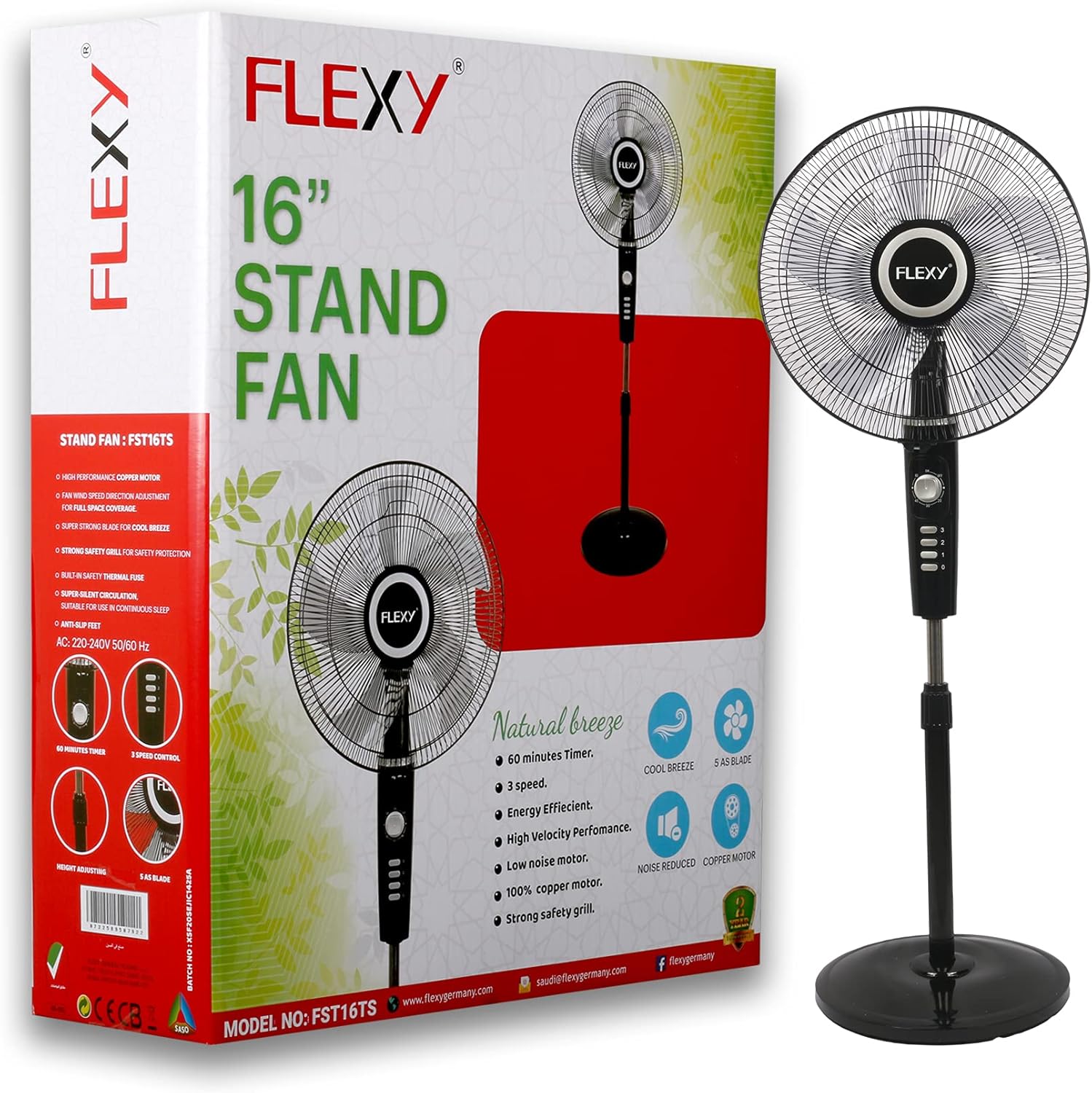 فلكسي® مروحة عمودية 16 انش 60 واط | مؤقت دقيقة 5 شفرات محرك نحاسي هادئ متذبذبة ارتفاع قابل للتعديل 3 سرعات موفرة للطاقة شبكة امان قوية | اسود 14 81yjeov0iUS. AC SL1500