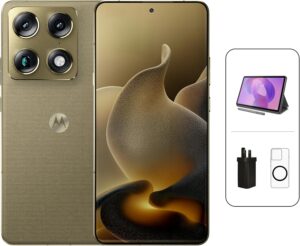 جوال سيجنتشر 5G بذاكرة رام 16+16 GB وذاكرة تخزين داخلية 512 GB وكاميرا بدقة 50 MP مع مثبت بصري للصورة بتصنيف DXO الذهبي وتبريد معدن سائل، شاشة اكستريم اموليد 6.8 بوصة 165Hz من موتورولا، لون زيتوني