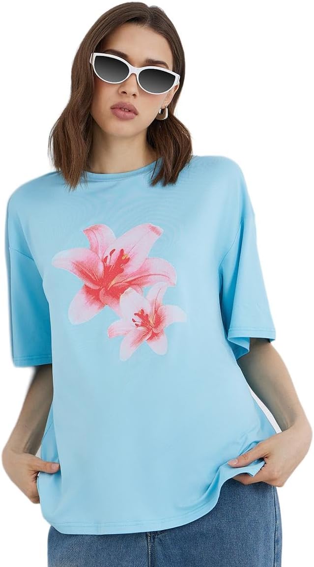 Styli Women Graphic Print Oversized T Shirt