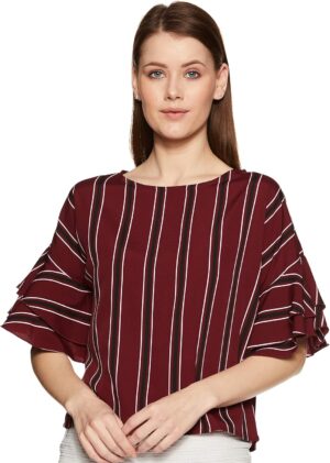 بلوزة بقصة عادية مخططة للنساء من كريف