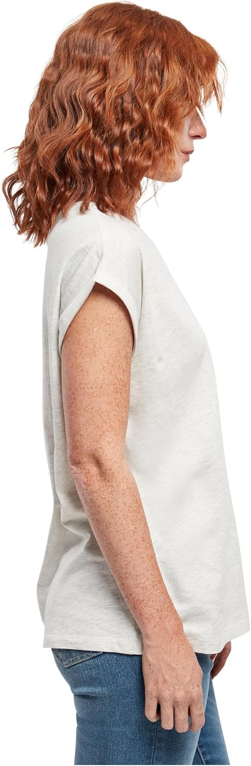 تيشيرت بيسيك بكتف ممتد واكمام قصيرة للغاية برقبة دائرية ضيقة للنساء من اوربان كلاسيكس عبوة قطعة واحدة