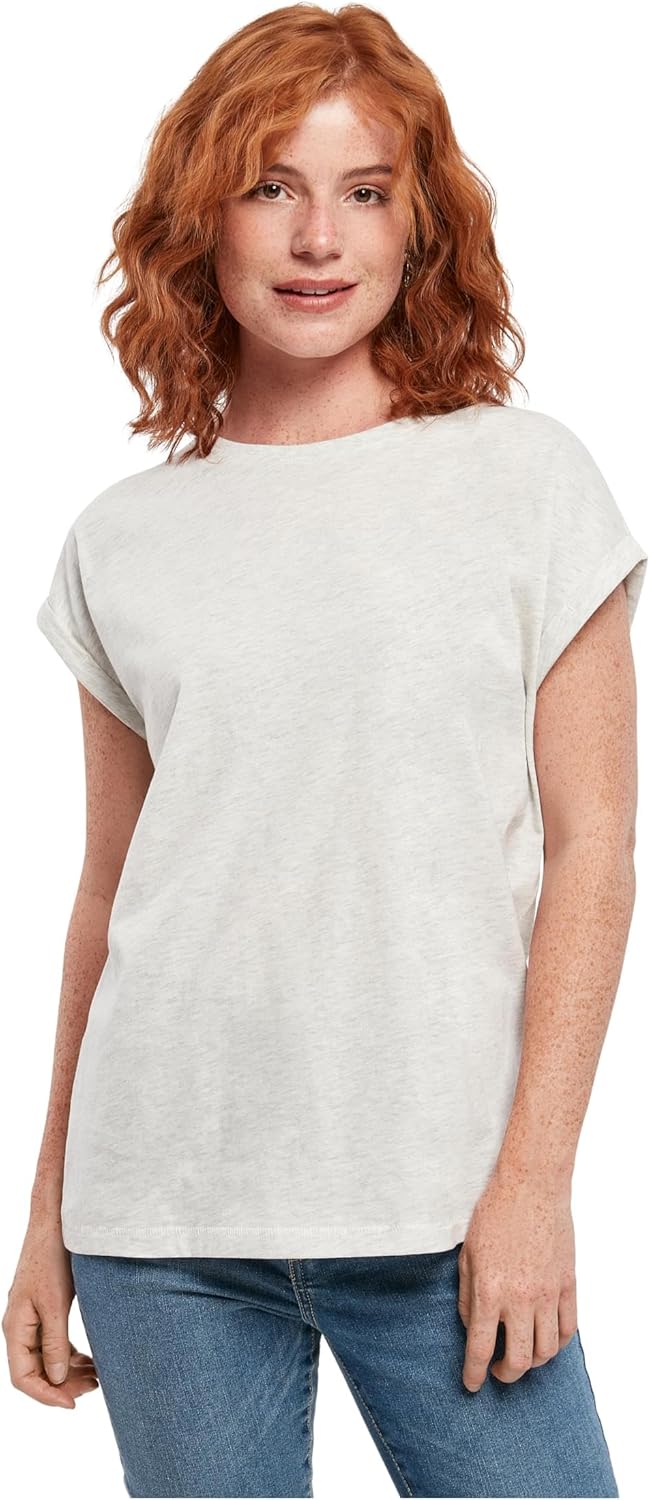 تيشيرت بيسيك بكتف ممتد واكمام قصيرة للغاية برقبة دائرية ضيقة