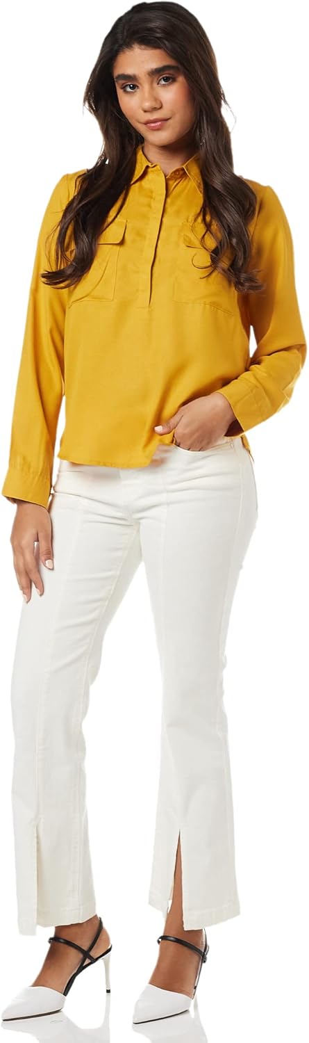 بلوزة بقصة عادية للنساء ولون سادة من أمازون براند - سيمبول 11 1772619786 بلوزة بقصة عادية للنساء ولون سادة من أمازون براند سيمبول