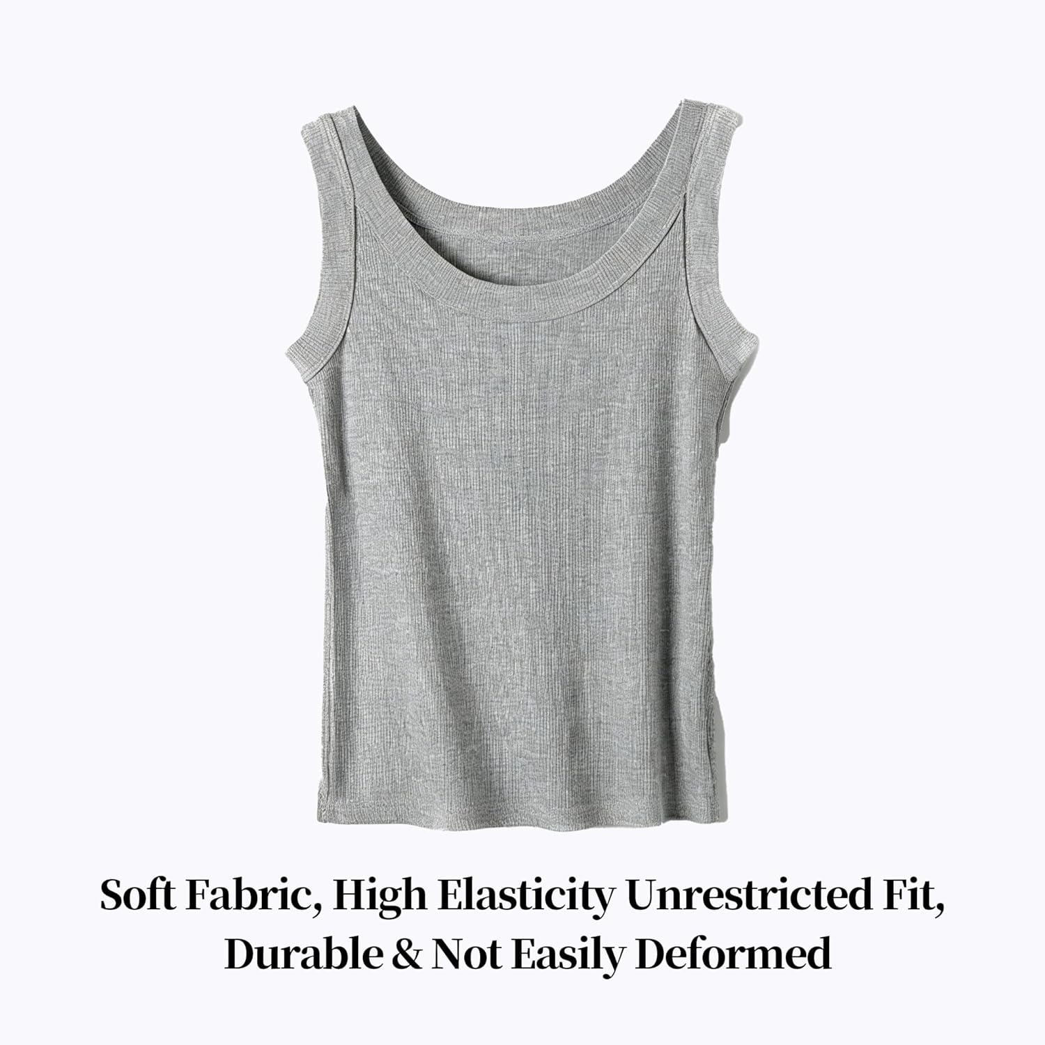 1772814797 Womens Ribbed Sleeveless One Size Top Racerback Tank for Summer Slim Fit Stretch Basic Essential for Casual Outfits Grey