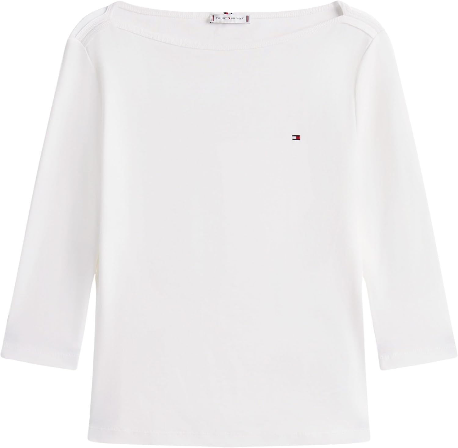 1772887929 تي شيرت كودي بوت ان كيه بقصة ضيقة بأكمام 34 للنساء طراز Ww0ww40589 من تومي هيلفيجر، مقاس سمول ولارج