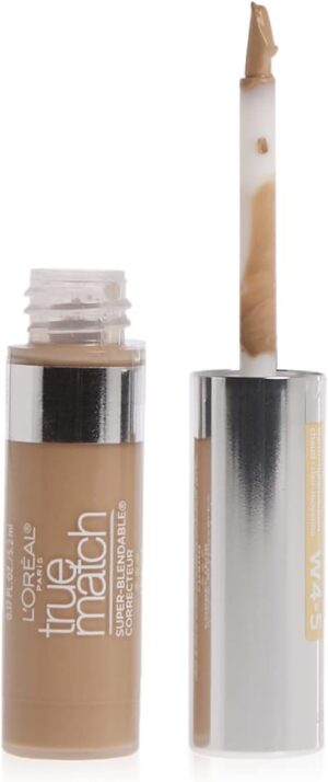 كونسيلر سائل من لوريال باريس بدرجة فاتح/متوسط دافئ لجميع أنواع البشرة بتشطيب طبيعي، فائق المزج ومشرق، سعة 5 مل