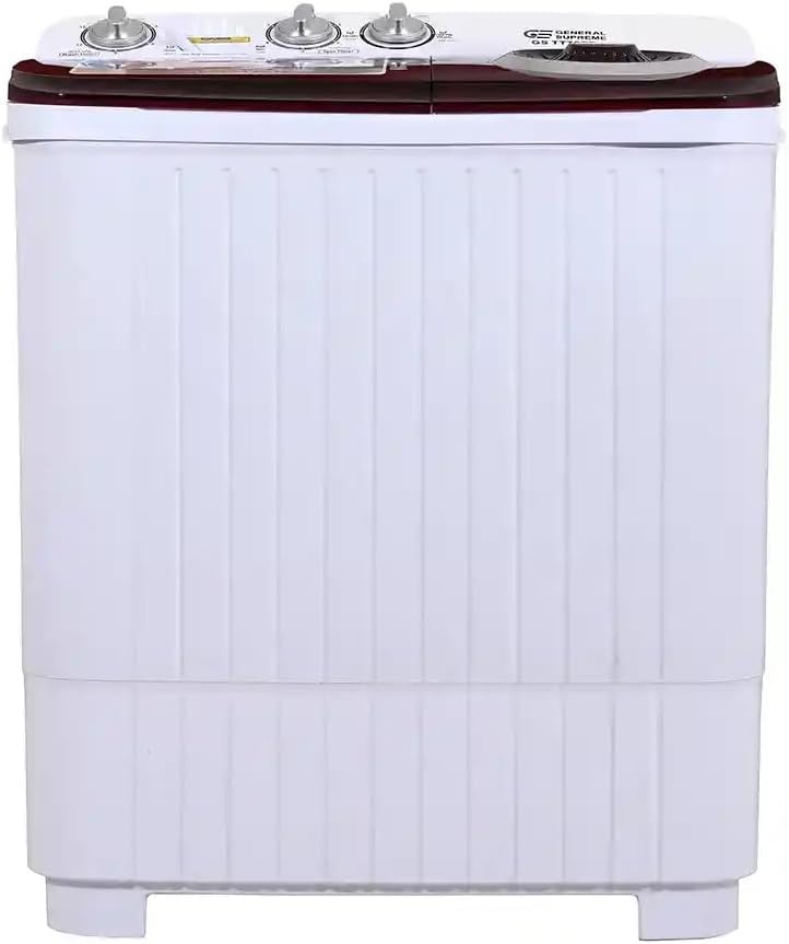 غسالة من جنرال سوبريم موديل GSTT70TR بتحميل علوي سعة 7 كيلوجرام باللون الأبيض والأحمر مع ميزة التجفيف الهوائي والتنظيف العميق