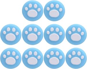 اغطية مقابض ابهام بتصميم مخلب قطة، 10 قطع بديلة من مقابض الابهام التناظرية غطاء عصا التحكم غطاء سيليكون لجهاز سويتش سويتش لايت (مخلب ابيض على ازرق)