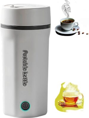 غلاية كهربائية من جويفون، لون أبيض، مصنوعة من الستانلس ستيل، مع إيقاف تلقائي وعزل مزدوج الطبقات وقاعدة مضادة للانزلاق، سعة 500 مللتر