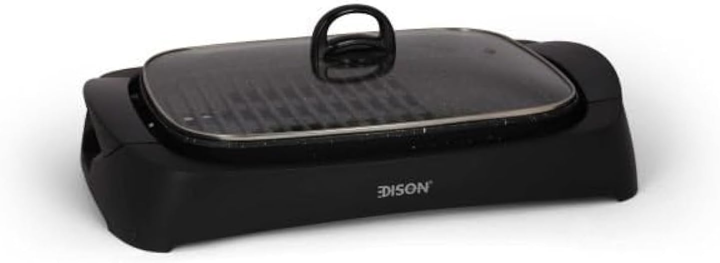 Edison Electric Grill Black with Glass Lid 2200W 1 Edison Electric Grill Black with Glass Lid 2200W