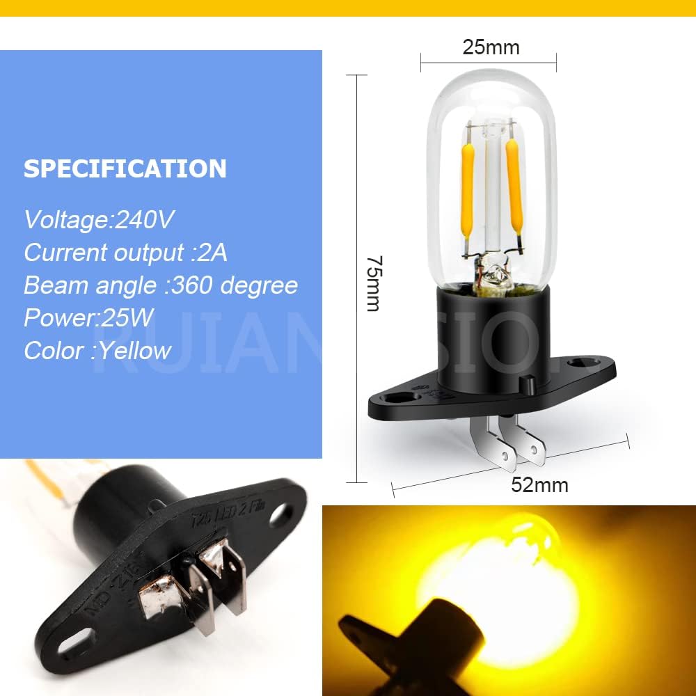 لمبة ميكروويف بانك 240 فولت 2 امبير 25 واط LED لمبة بتصميم شامل للميكروويف وفرن الفاصوليا، لون أصفر، مقاس Z187، من رويان ديسون 3 لمبة ميكروويف بانك 240 فولت 2 امبير 25 واط LED لمبة بتصميم شامل للميكروويف وفرن الفاصوليا، لون أصفر، مقاس Z187، من رويان ديسون - الصورة 3