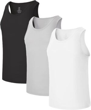 قمصان داخلية دون أكمام للرجال ماصة للرطوبة وجيدة التهوية للرجال من بامبو كول، عبوة من 3 قطع