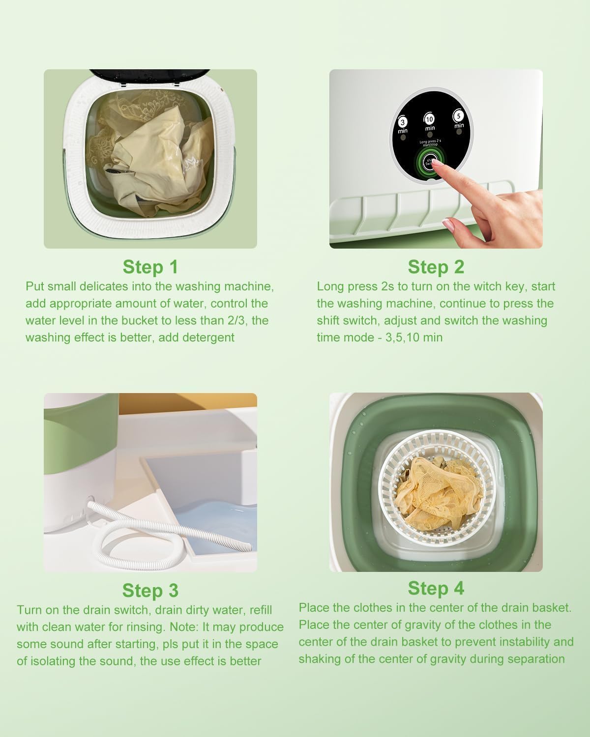 Portable washing machine,Mini Washer,12L upgraded large capacity foldable Washer.Deep cleaning of underwear, baby clothes and other small clothes.Suitable for apartments, dormitories, hotels 12 61