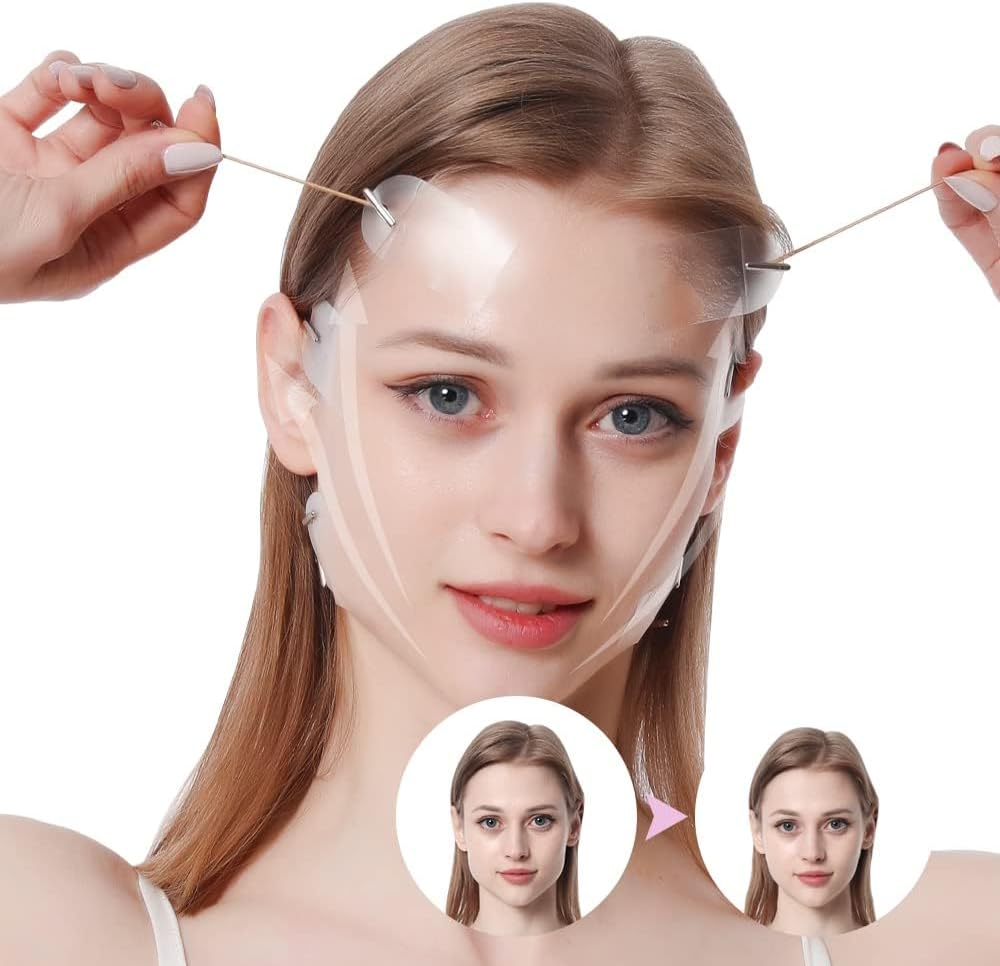 شريط لاصق غير مرئي لشد الوجه والتخلص الفوري من التجاعيد مع حبل ثابت لرفع الرقبة والعين مناسب للأوجه بنمط في لاين (8 قطع من الأربطة المرنة و60 شريط بديل) 7 شريط لاصق غير مرئي لشد الوجه والتخلص الفوري من التجاعيد مع حبل ثابت لرفع الرقبة والعين مناسب للأوجه بنمط في لاين (8 قطع من الأربطة المرنة و60 شريط بديل) - الصورة 7