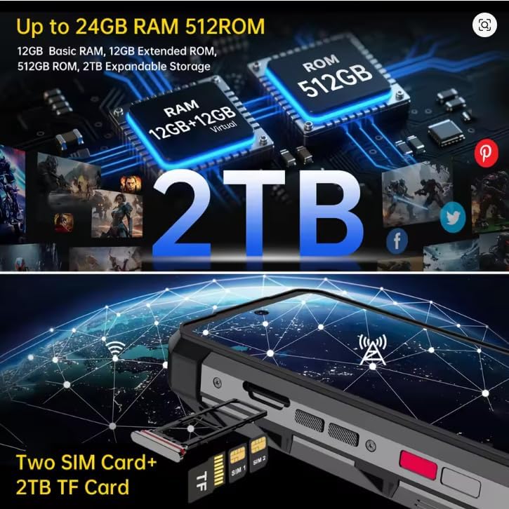 هاتف ذكي متين 8849 هايك 23800mAh 24GB + 512GB قابل للتوسيع 2TB 1200 لومن مصباح يدوي اندرويد 14 مكبري صوت 6.79 انش 120Hz من ال ام اتش تريد 4 هاتف ذكي متين 8849 هايك 23800mAh 24GB + 512GB قابل للتوسيع 2TB 1200 لومن مصباح يدوي اندرويد 14 مكبري صوت 6.79 انش 120Hz من ال ام اتش تريد - الصورة 4