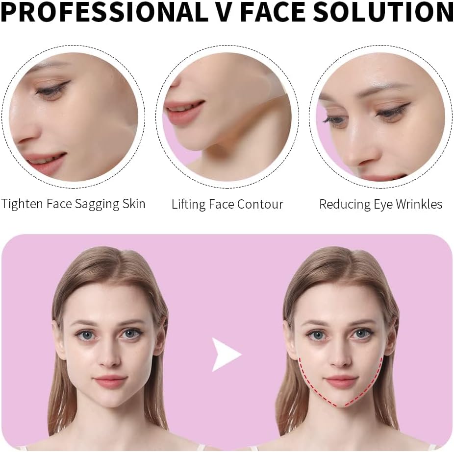 شريط لاصق غير مرئي لشد الوجه والتخلص الفوري من التجاعيد مع حبل ثابت لرفع الرقبة والعين مناسب للأوجه بنمط في لاين (8 قطع من الأربطة المرنة و60 شريط بديل) 2 شريط لاصق غير مرئي لشد الوجه والتخلص الفوري من التجاعيد مع حبل ثابت لرفع الرقبة والعين مناسب للأوجه بنمط في لاين (8 قطع من الأربطة المرنة و60 شريط بديل) - الصورة 2