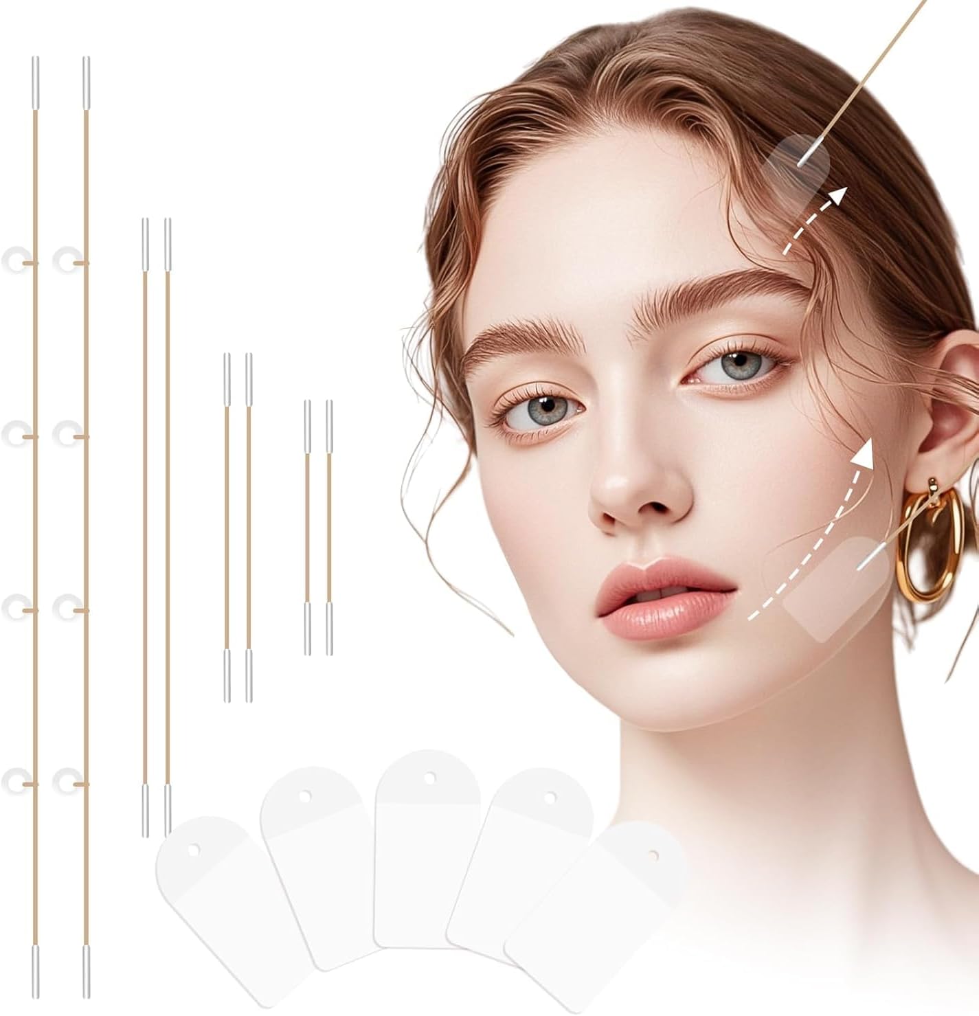 شريط لاصق غير مرئي لشد الوجه والتخلص الفوري من التجاعيد مع حبل ثابت لرفع الرقبة والعين مناسب للأوجه بنمط في لاين (8 قطع من الأربطة المرنة و60 شريط بديل) 1 شريط لاصق غير مرئي لشد الوجه والتخلص الفوري من التجاعيد مع حبل ثابت لرفع الرقبة والعين مناسب للأوجه بنمط في لاين (8 قطع من الأربطة المرنة و60 شريط بديل)