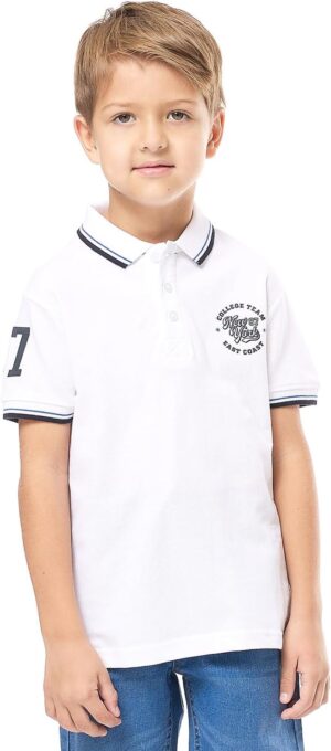 تي شيرت بولو مطبوع بأكمام قصيرة للأولاد من ار اند بي، طراز 325-0145KB120-6