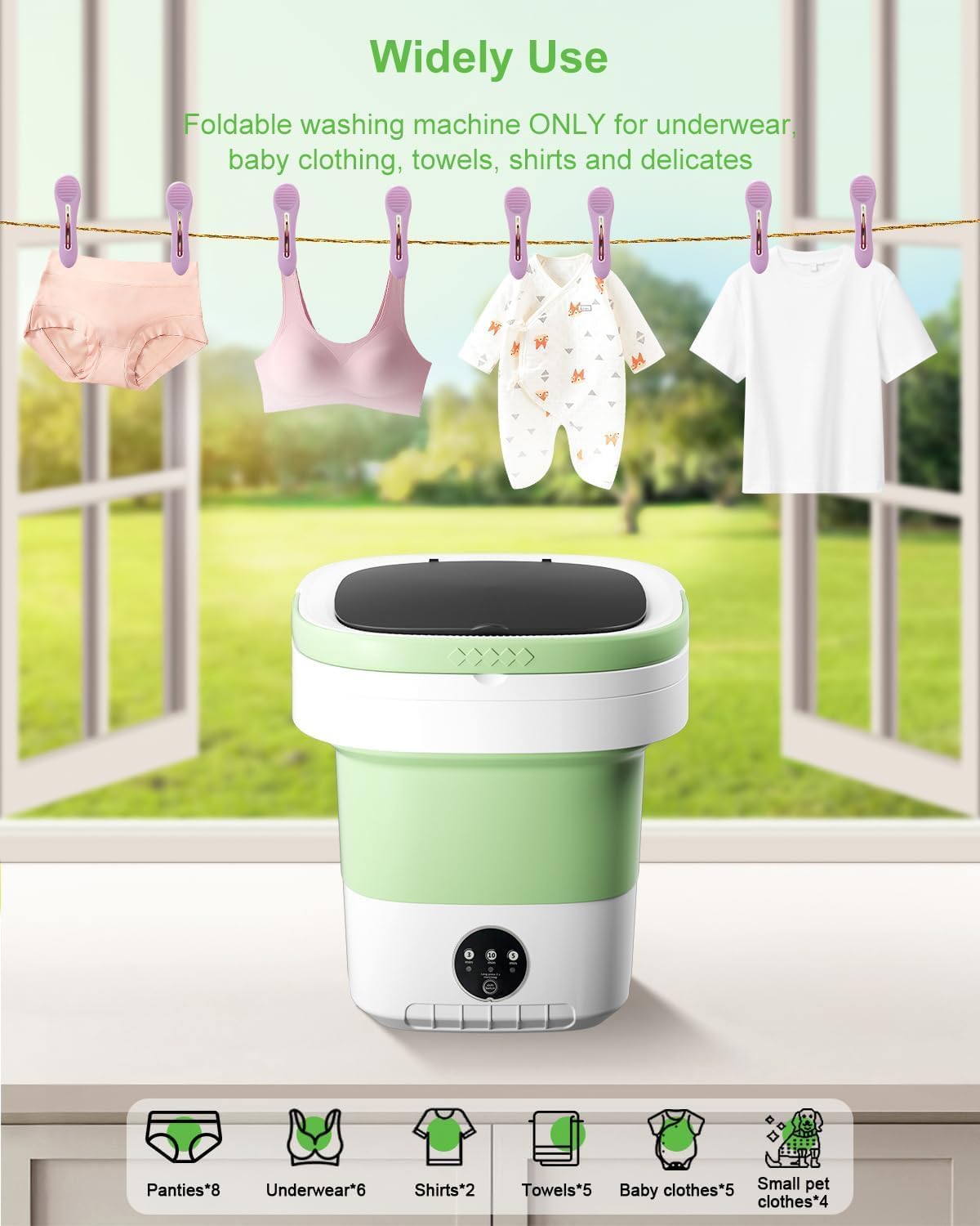 Portable washing machine,Mini Washer,12L upgraded large capacity foldable Washer.Deep cleaning of underwear, baby clothes and other small clothes.Suitable for apartments, dormitories, hotels 11 614fg7HtgIL. AC SL1500