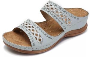 ليت اوج شبشب بكعب سفلي ناعم للنساء، صندل صيفي خفيف الوزن مضاد للانزلاق بجزء سفلي سميك مفتوح عند الاصابع