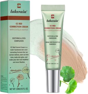 كريم تصحيح سي سي ريد من يووج، كريم سينتيلا سي سي للعيوب وعلامات البشرة الحمراء وحب الشباب، للبشرة الناضجة، غير دهني، مرطب وحماية من اشعة الشمس (اخضر)