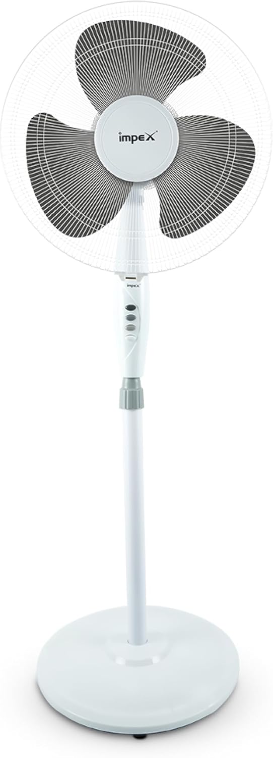 Impex 400mm(16 Inch) Oscillating Pedestal Fan |Stand Fan with Tilt Mechanism And Height Adjustable|55W Powerful 1200 RPM Copper Motor |3 Adjustable Fan Speeds|2 Years Warranty-PF 7501