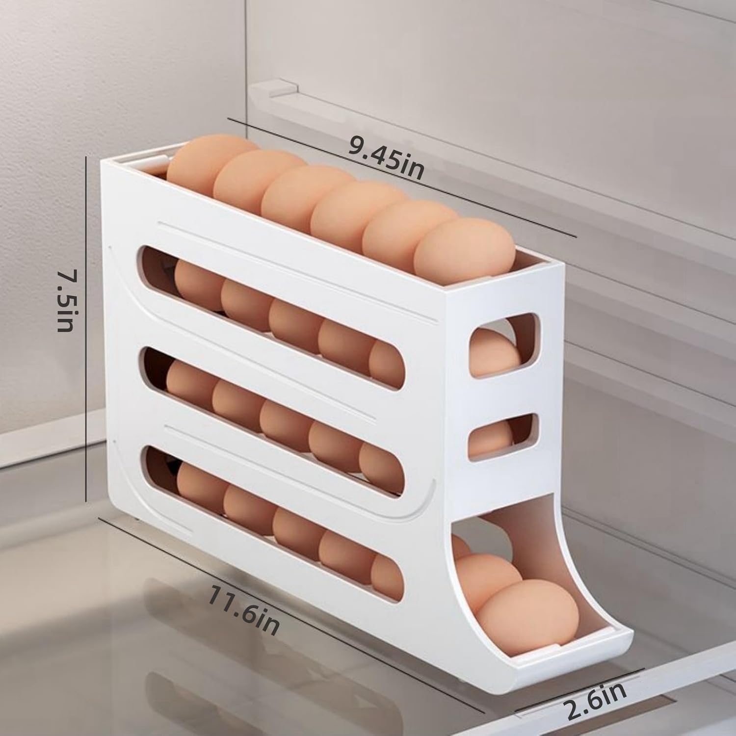 صينية تنظيم البيض للثلاجة من بوكسونج توزيع 30 بيضة حامل بيض قابل للطي لاسفل ابيض 3 صينية تنظيم البيض للثلاجة من بوكسونج توزيع 30 بيضة حامل بيض قابل للطي لاسفل ابيض - الصورة 3