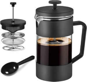 ماكينة تحضير القهوة والشاي الفرنسية من بروكسيما دايركت مع مغرفة قياس (1000 مل)، أسود