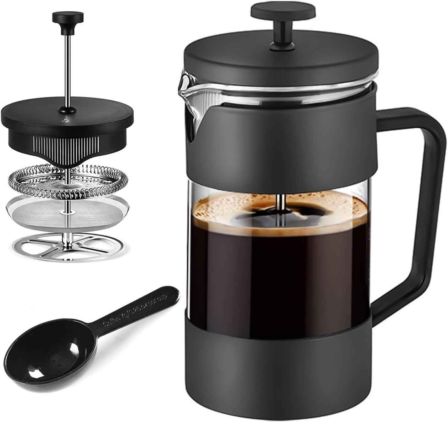 ماكينة تحضير القهوة والشاي الفرنسية من بروكسيما دايركت مع مغرفة قياس (1000 مل)، أسود 1 ماكينة تحضير القهوة والشاي الفرنسية من بروكسيما دايركت مع مغرفة قياس (1000 مل)، أسود