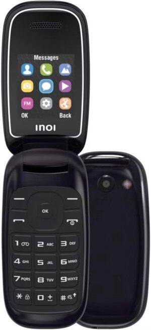 هاتف قابل للطي 108R بشريحتي اتصال، شاشة 1.8 بوصة، بطارية 1200 مللي أمبير – أسود