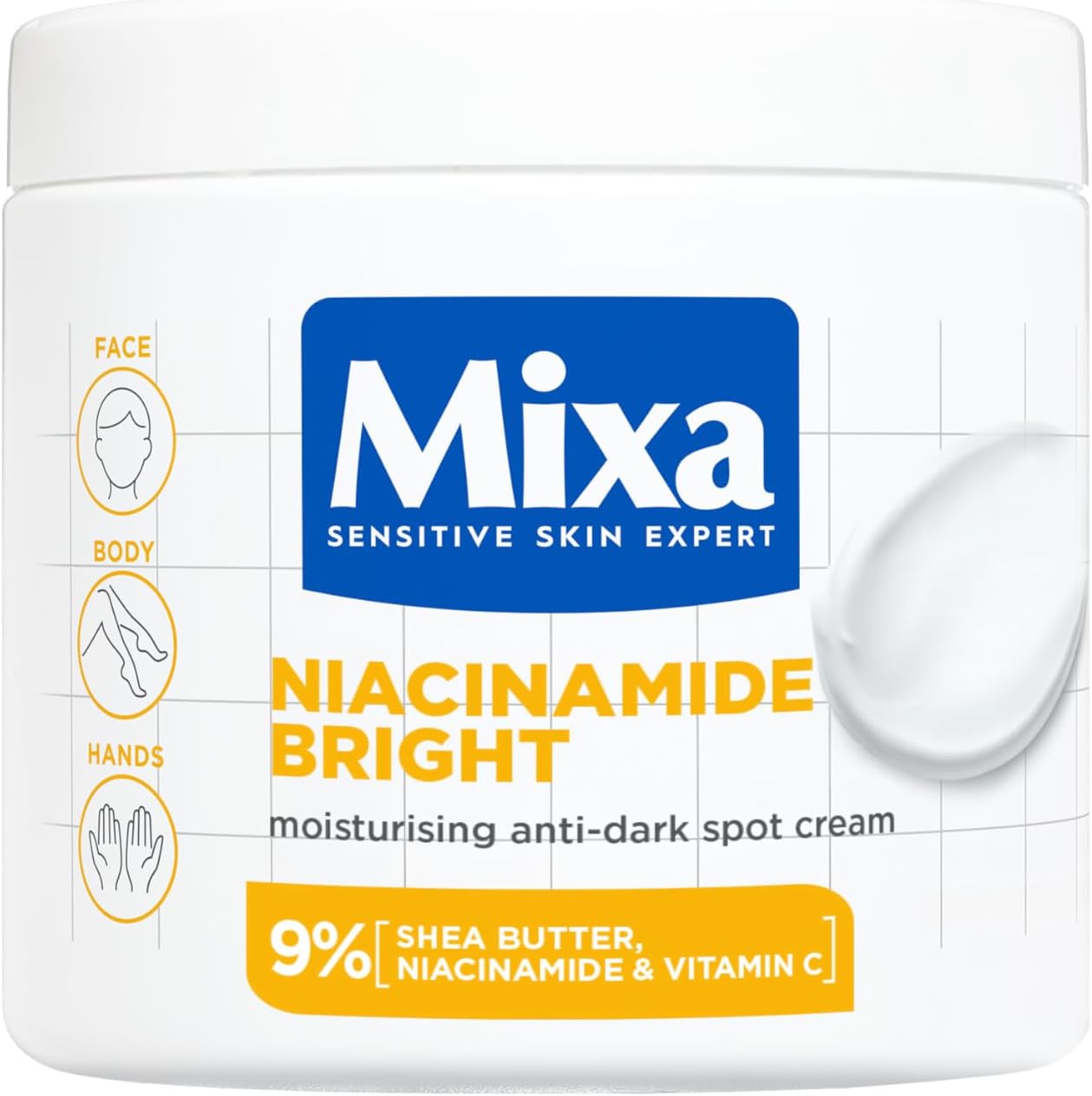 ميكسا كريم نياسيناميد برايت مرطب مضاد للبقع الداكنة، مصحح البقع الداكنة للعناية بالجسم للون غير المتساوي، مع 9% نياسيناميد وزبدة الشيا وفيتامين سي، 400 مل 7 ميكسا كريم نياسيناميد برايت مرطب مضاد للبقع الداكنة، مصحح البقع الداكنة للعناية بالجسم للون غير المتساوي، مع 9% نياسيناميد وزبدة الشيا وفيتامين سي، 400 مل