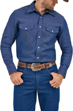 قميص عمل بقصة رعاة البقر الغربي ذو أكمام طويلة للرجال من رانجلر