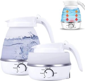 غلاية كهربائية من دي ام جي، 5 اوضاع تعديل قابلة للطي، مع تحكم ذكي في درجة الحرارة وامداد طاقة قابل للفصل، من السيليكون الامن غذائيا للمشي لمسافات طويلة والتخييم والاماكن الداخلية، ابيض